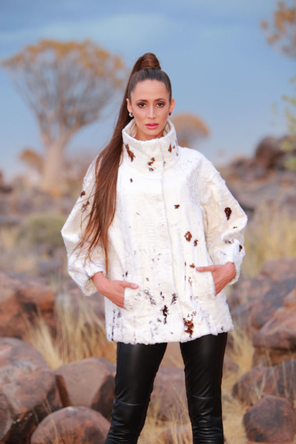 Swakara White Spotted Brown Jacket